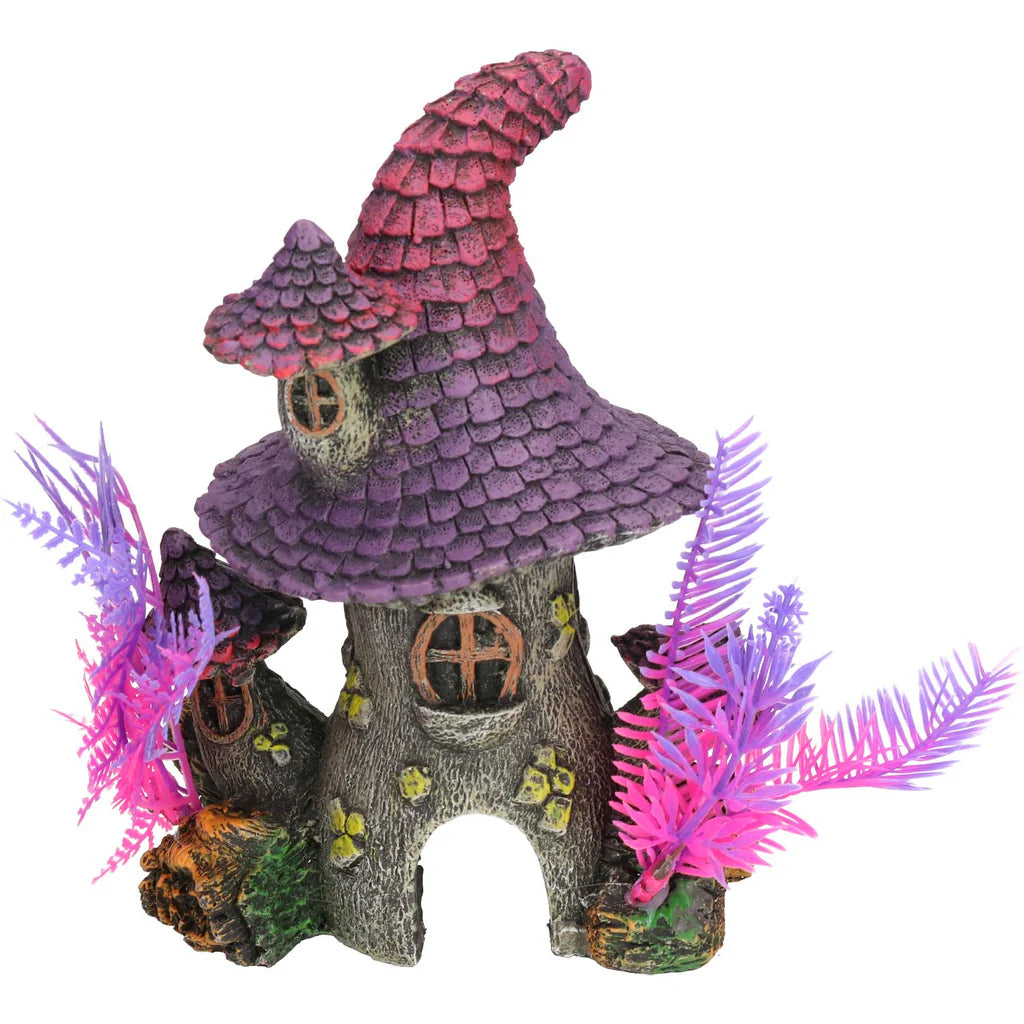 Blue Ribbon Purple Roof Pixie House Aquarium Ornament