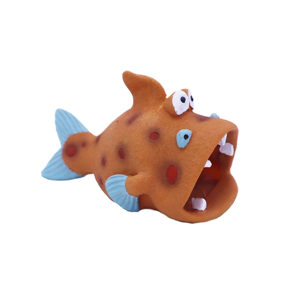 Aqua One Open Mouth Fish Orange Aquarium Decoration 16x9x9cm