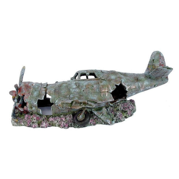 Betta Small Planewreck Aquarium Fish Tank Aeroplane Hideaway Ornament