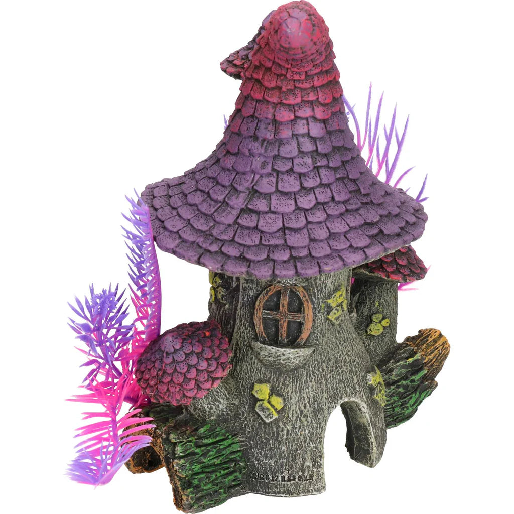 Blue Ribbon Purple Roof Pixie House Aquarium Ornament