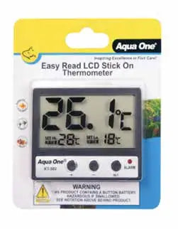 Aqua One Easy Read LCD Stick On Glass Thermometer
