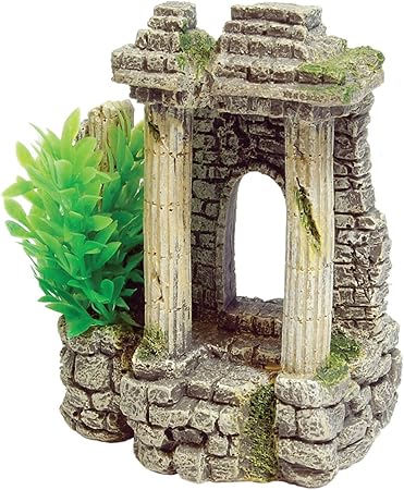 Aqua Spectra Ancient Columns with Plant Aquarium Ornament