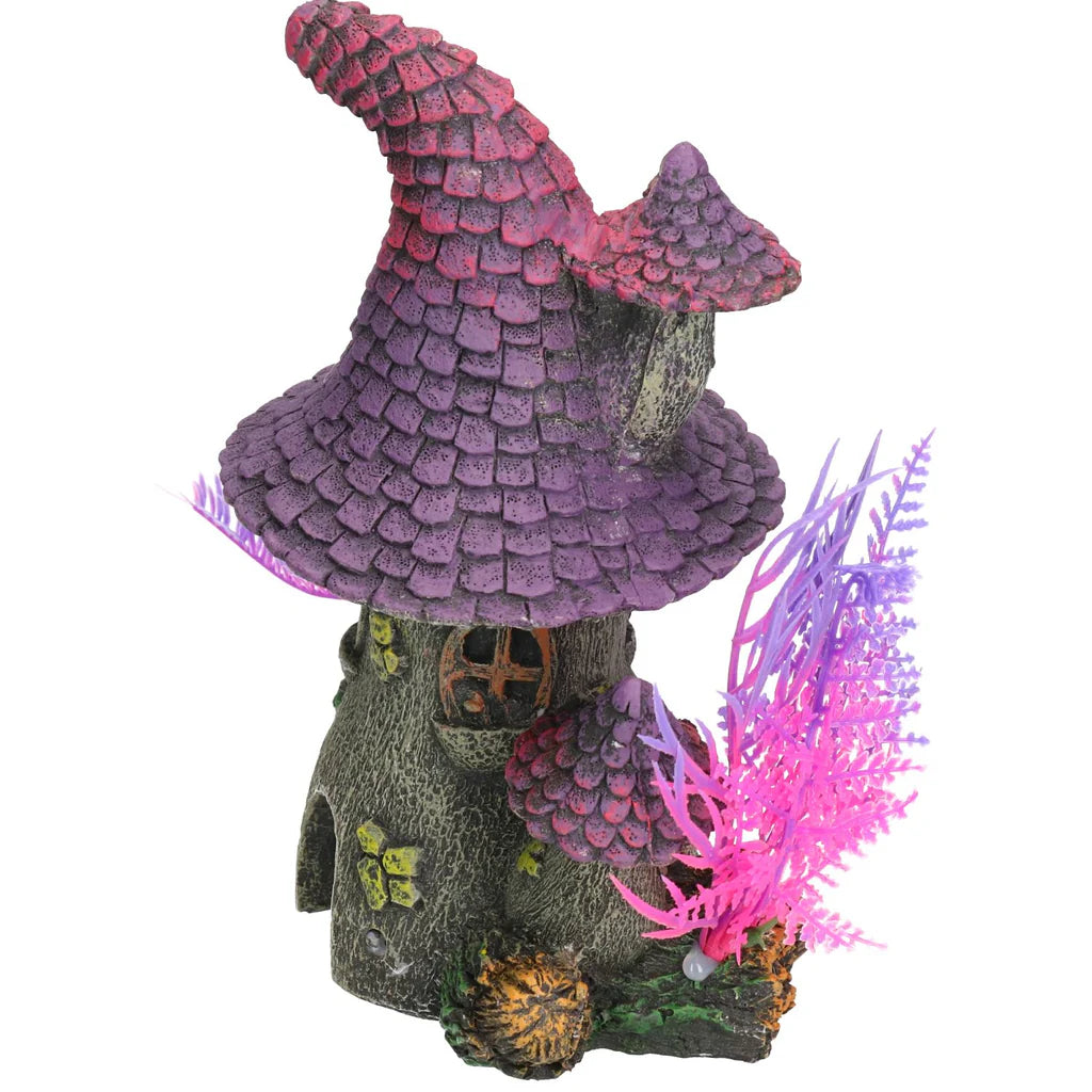 Blue Ribbon Purple Roof Pixie House Aquarium Ornament