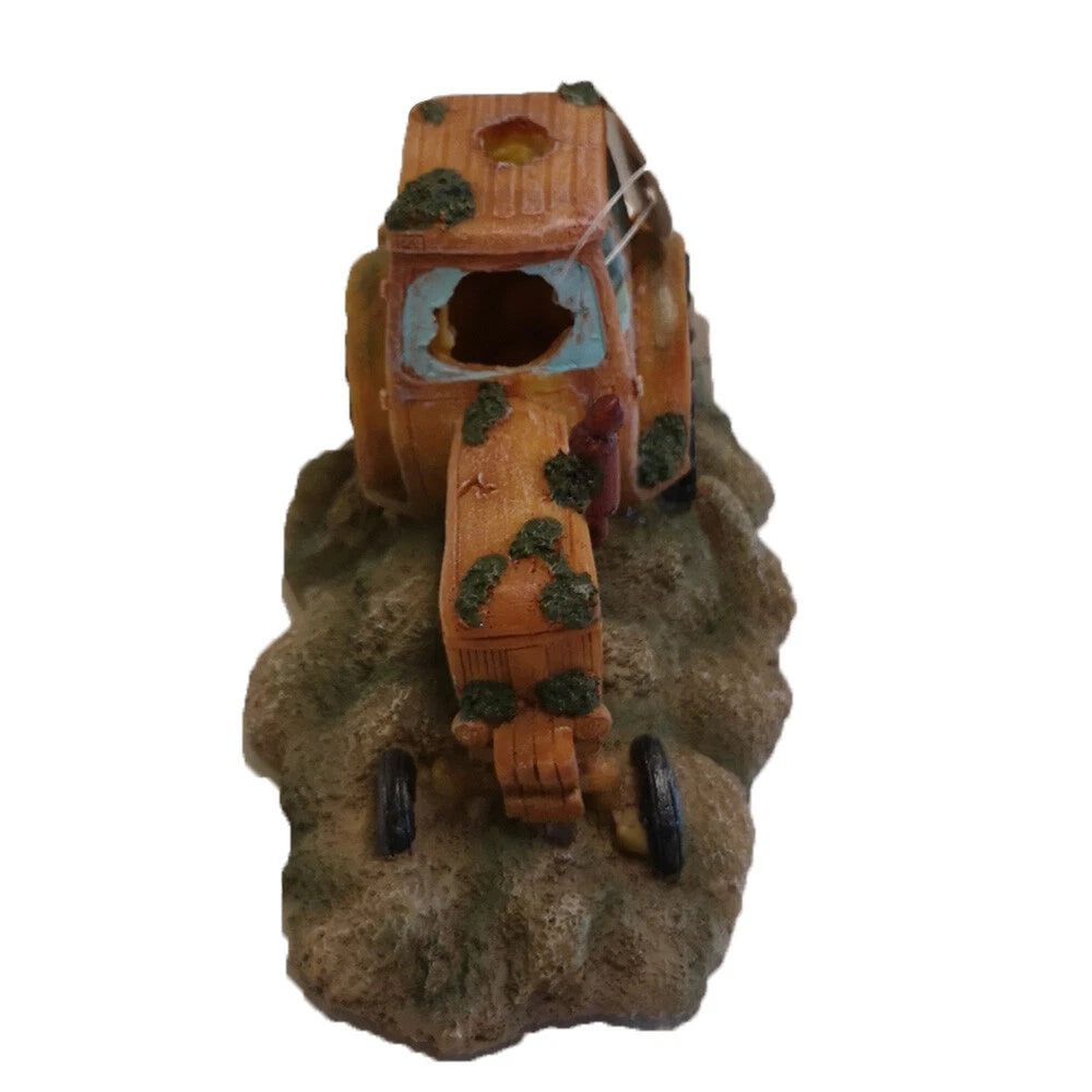 Aquarium Yellow Tractor Ruin Fish Tank Hide Ornament Decoration
