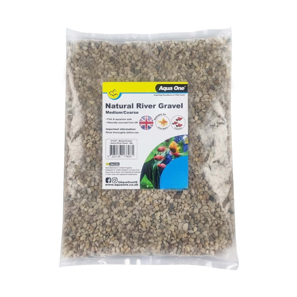 Aqua One Natural River Gravel - Medium/Coarse - 2kg