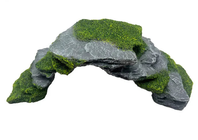Aqua One Grey Slate Bridge With Moss – 24 × 9.5 × 7.5cm