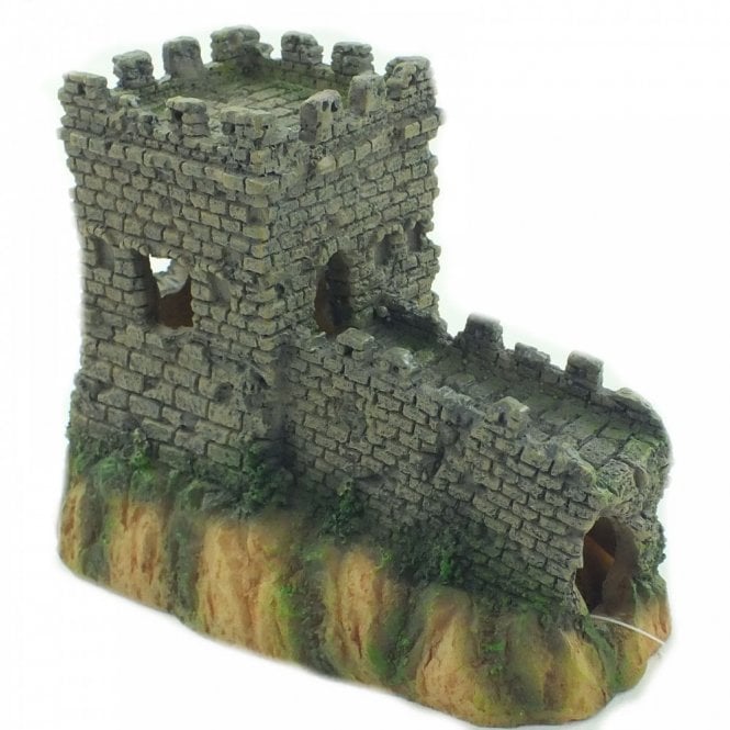 Betta Aquarium Fish Tank Ornament Decoration Large Castle Wall & Turret Resin