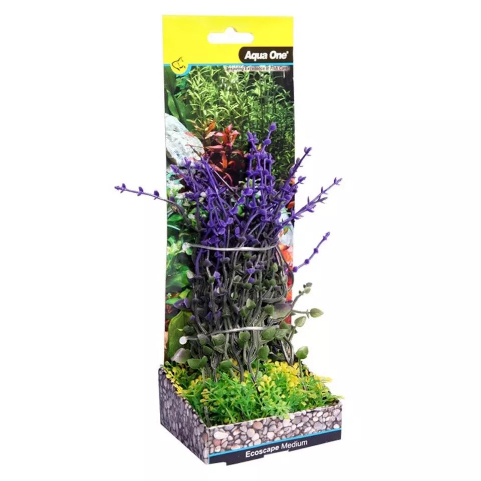 Aqua One Ecoscape Purple Bladderwort Aquarium Fish Tank Plastic Plant 20cm